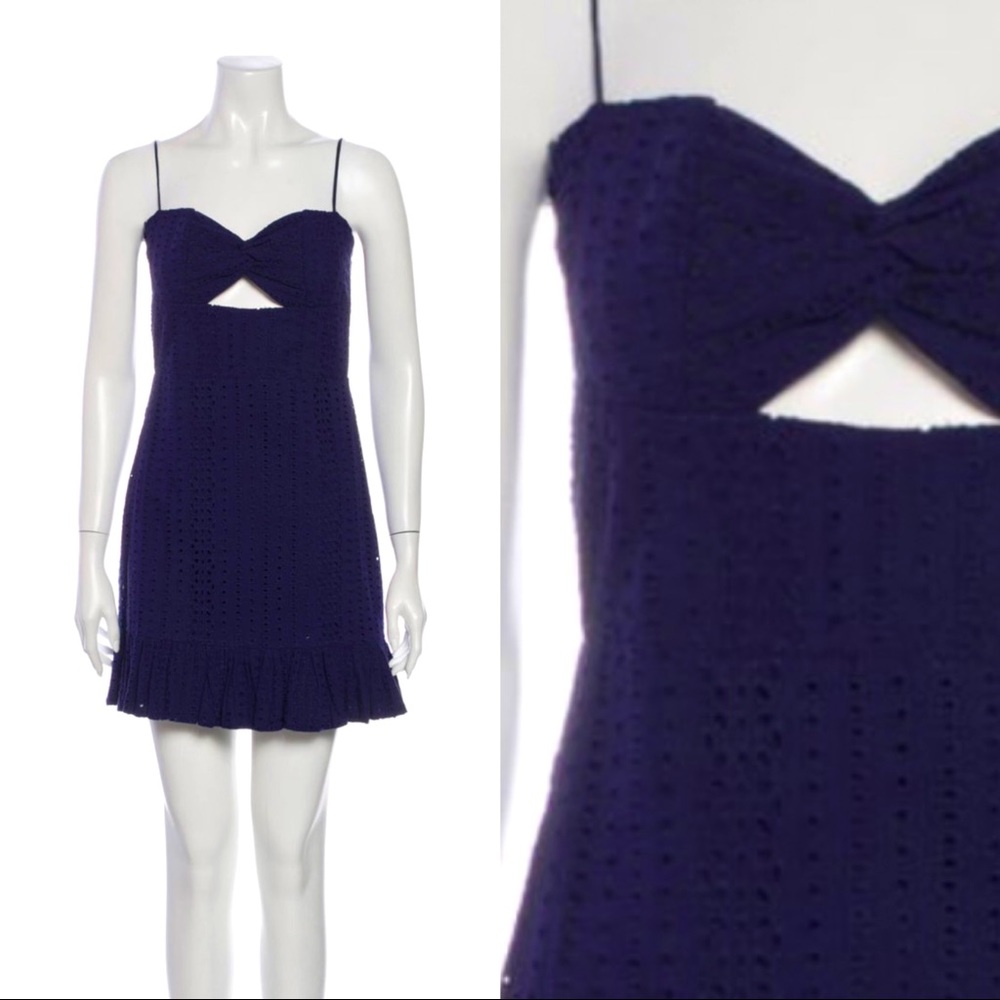 Karina Grimaldi Eyelet Mini Dress Navy S NWT